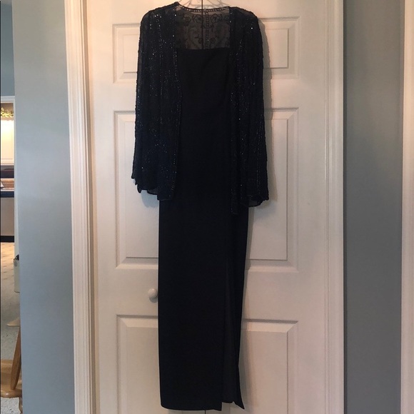 Forever Yours Int. Navy Blue Dress Size 8 w/ Shaw - Picture 2 of 5